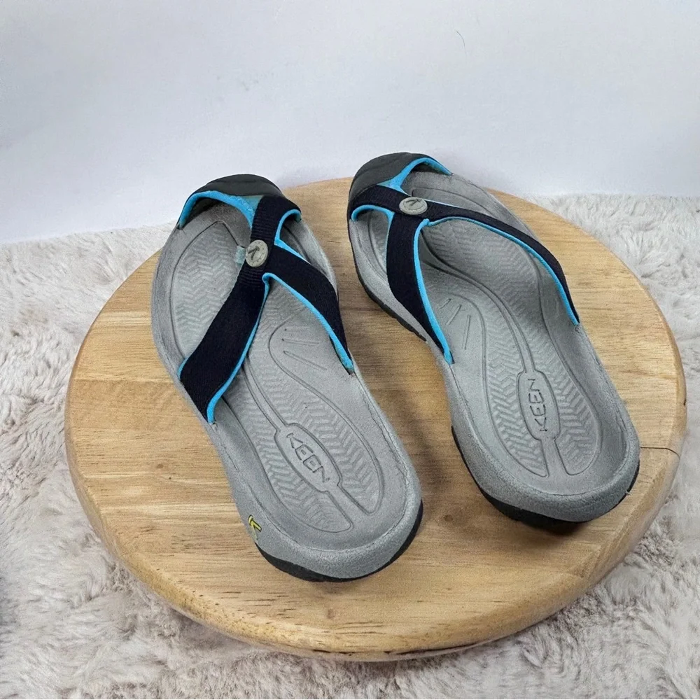 Keen Black and Gray Sandals with Blue‎ Accents
